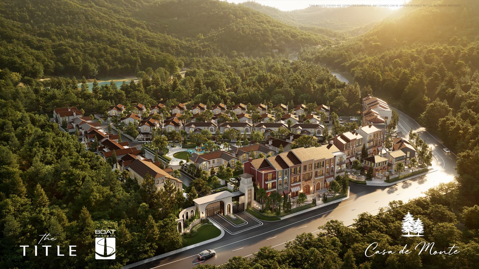 Casa de Monte aerial view — Tuscan villa community in Koh Kaew, Phuket